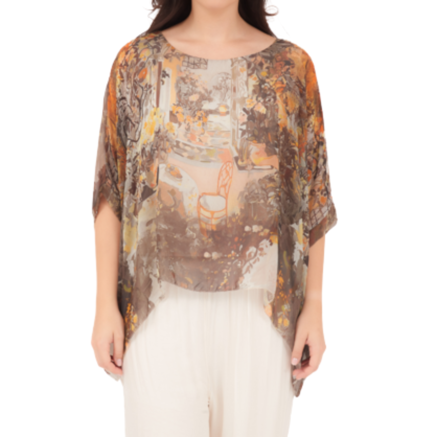 278080 Beige Vera May Italian Silk Top
