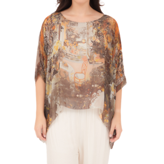 278080 Beige Vera May Italian Silk Top