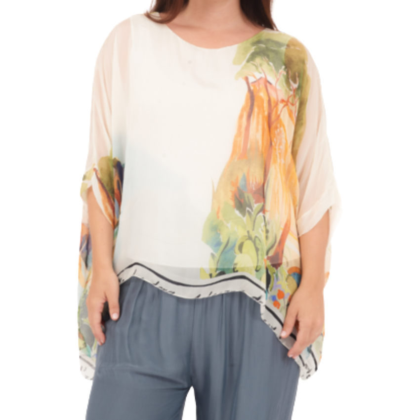 278081 Bianco Vera May Italian Silk Top