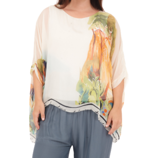 278081 Bianco Vera May Italian Silk Top