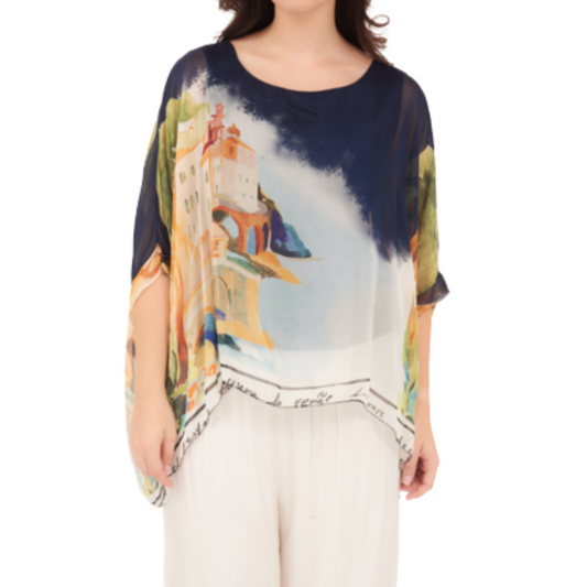 278081 Blue Vera May Italian Silk Top