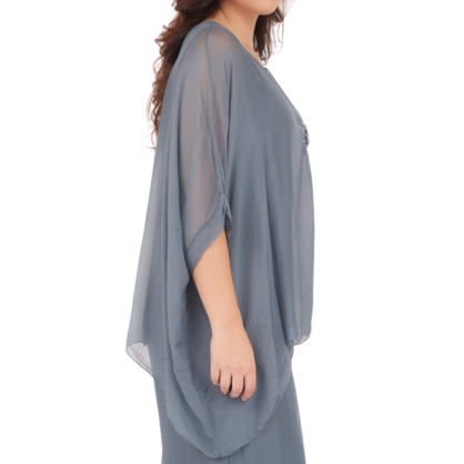 2780R Grigio Vera May Italian Silk Top