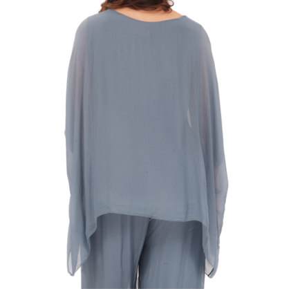 2780R Grigio Vera May Italian Silk Top