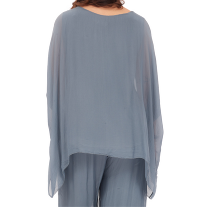 2780R Grigio Vera May Italian Silk Top