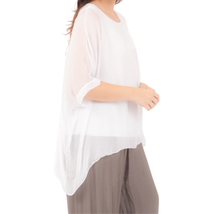 2780R White Vera May Italian Silk Top