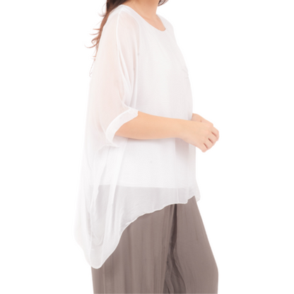 2780R White Vera May Italian Silk Top