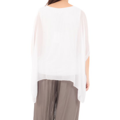 2780R White Vera May Italian Silk Top