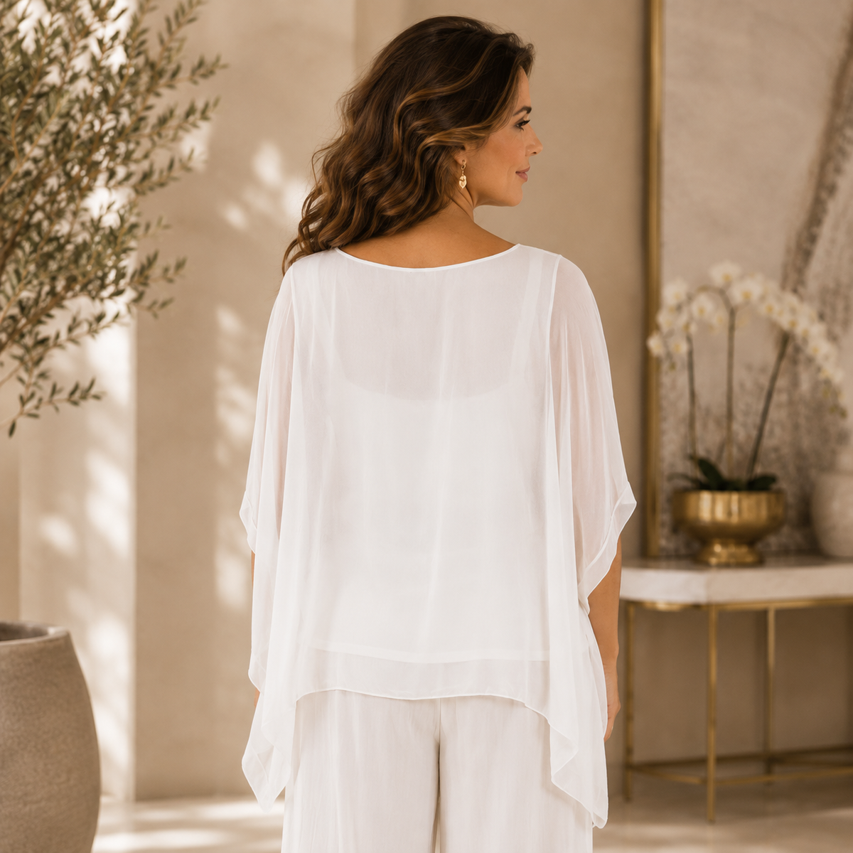 2780R White Vera May Italian Silk Top