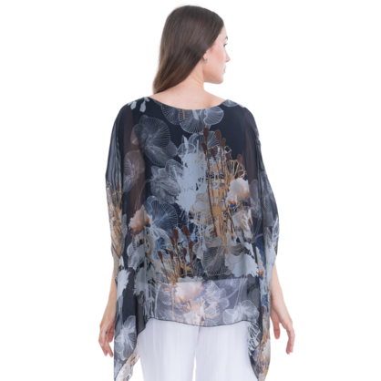 2780s Nero Vera May Italian Silk Top