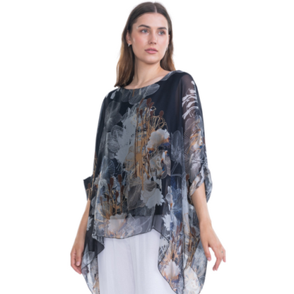 2780s Nero Vera May Italian Silk Top