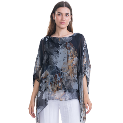 2780S Black Vera May Italian Silk Top