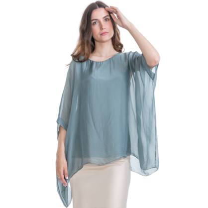 2780 Khaki Vera May Italian Silk Top