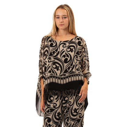 VERA MAY 2780-5 BLACK ITALIAN SILK TOP