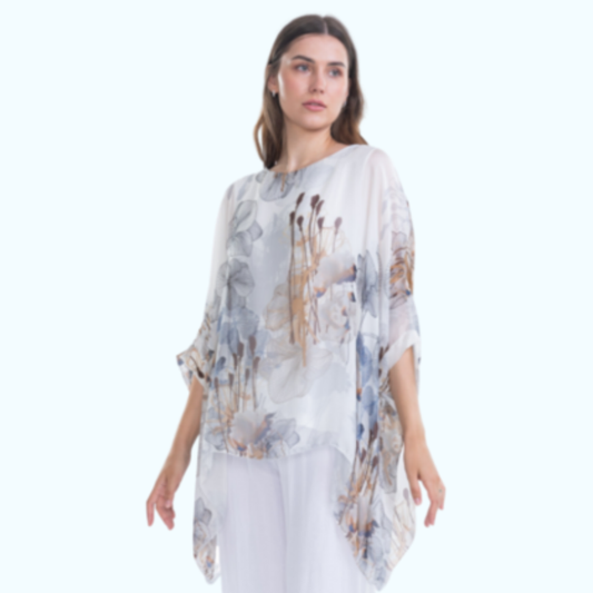 2780s Bianco Vera May Italian Silk Top