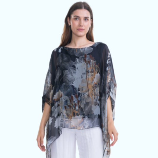 2780s Nero Vera May Italian Silk Top