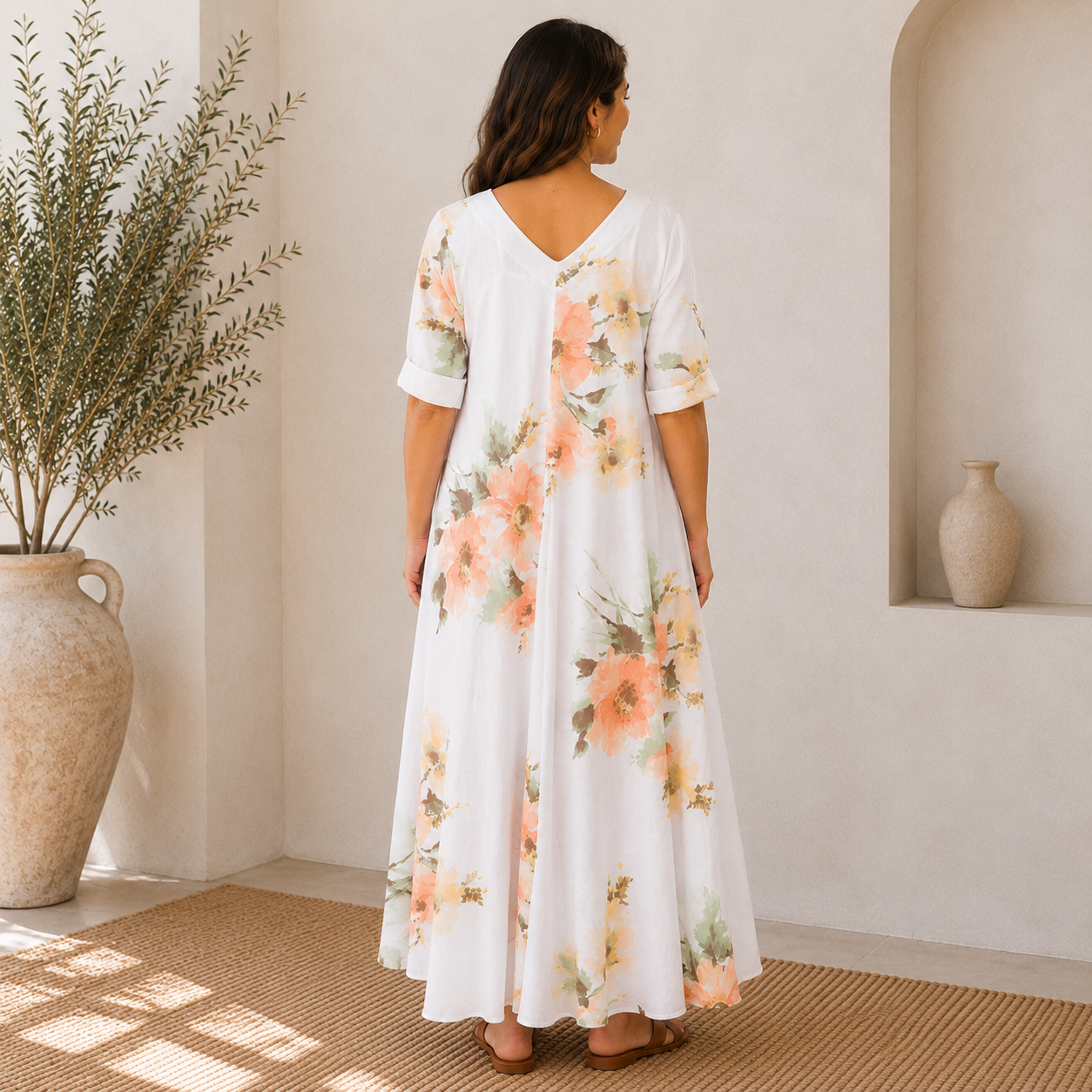 VERA MAY ITALIAN LINEN BIANCO DRESS 2976