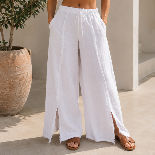 Vera May Italian Linen Bianco Pant 2829