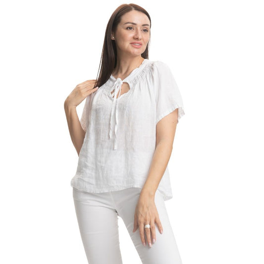 Vera May Italian Linen White Top 2840