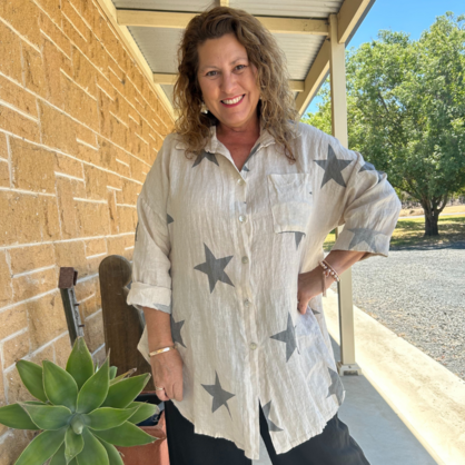 2849 BEIGE LINEN TOP