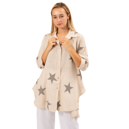 2849 BEIGE LINEN TOP