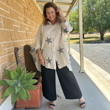 2849 BEIGE LINEN TOP