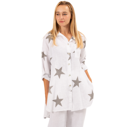 2849 WHITE LINEN TOP