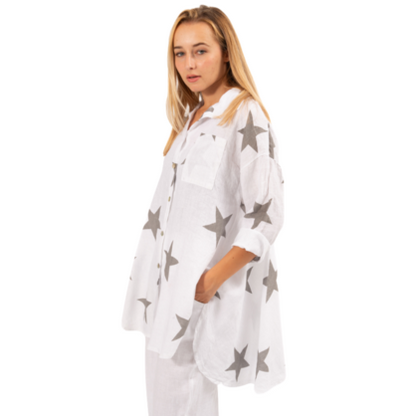 2849 WHITE LINEN TOP