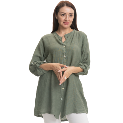 2850 KHAKI ITALIAN LINEN TOP