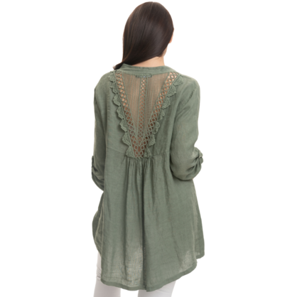2850 KHAKI ITALIAN LINEN TOP
