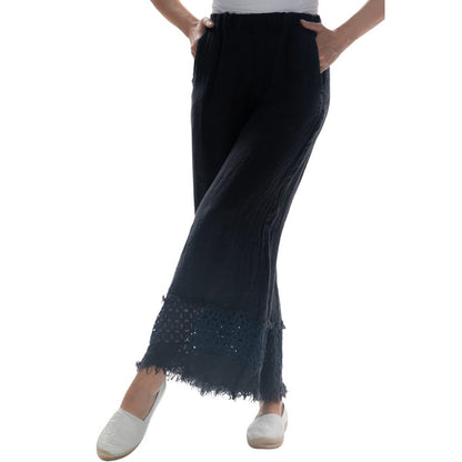 Vera May Italian Linen Navy Pant 2854