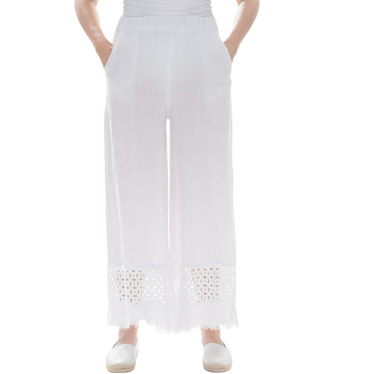 Vera May Italian Linen White Pant 2854