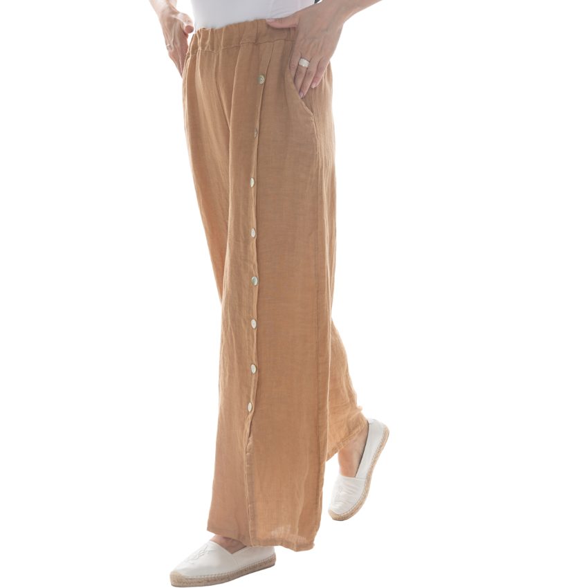 Vera May Italian Linen Camel Pant 2857