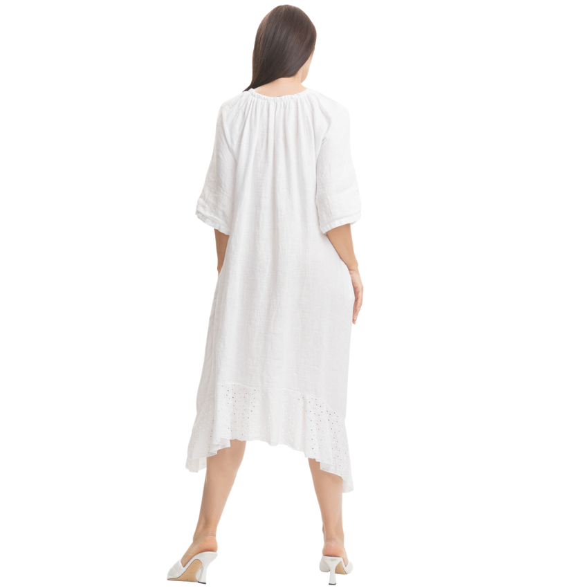 Vera May Italian Linen White Dress 2862