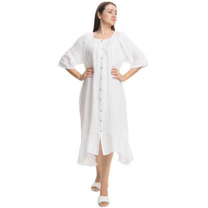Vera May Italian Linen White Dress 2862