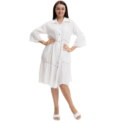 Vera May Italian Linen White Dress 2864