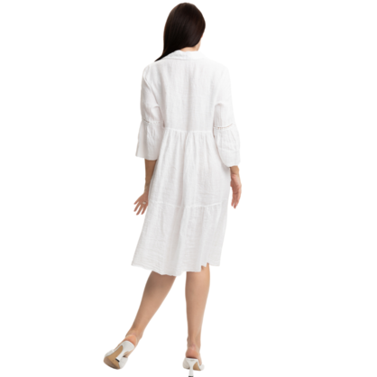 Vera May Italian Linen White Dress 2864