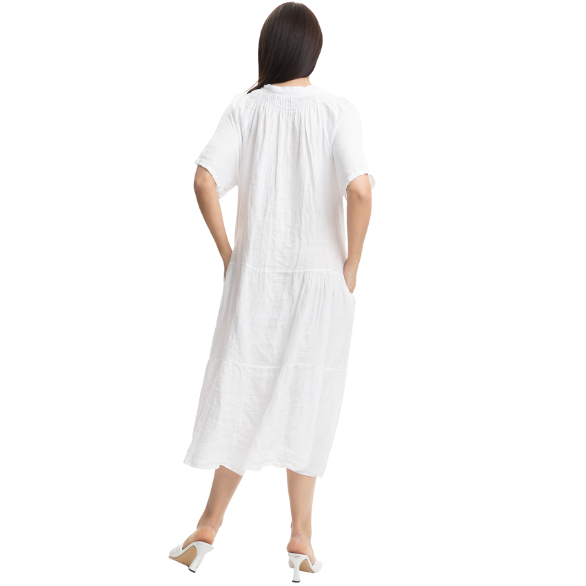 Vera May Italian Linen White Dress 2866