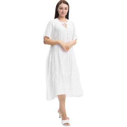 Vera May Italian Linen White Dress 2866