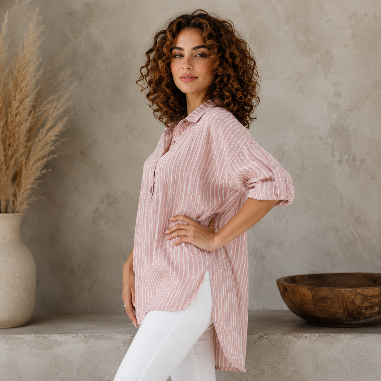 Vera May Italian Linen Pink Top 2873