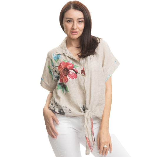 Vera May Italian Linen Sabbia Top 2881