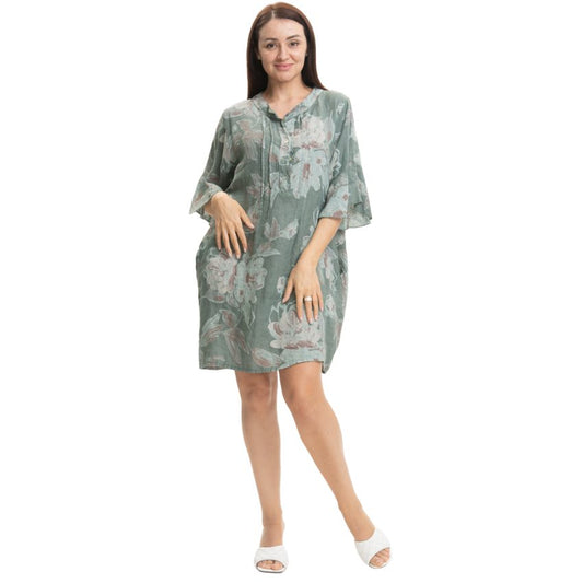 Vera May Italian Linen Salvia Dress 2882