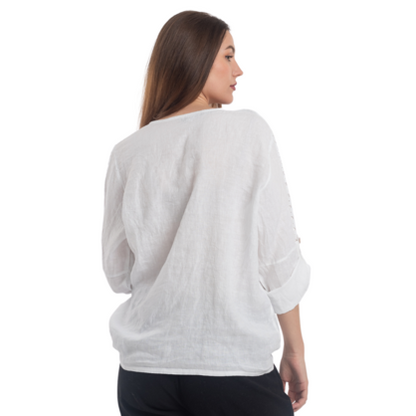 2894 WHITE ITALIAN LINEN TOP