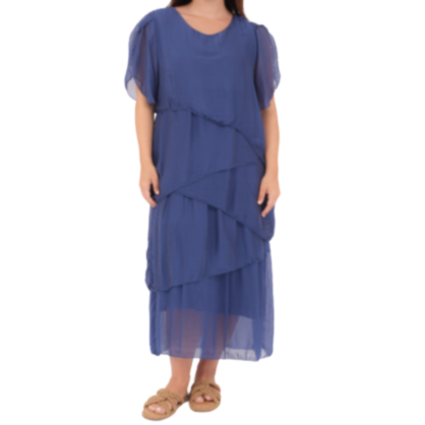 VERA MAY NAVY ITALIAN SILK DRESS 2898