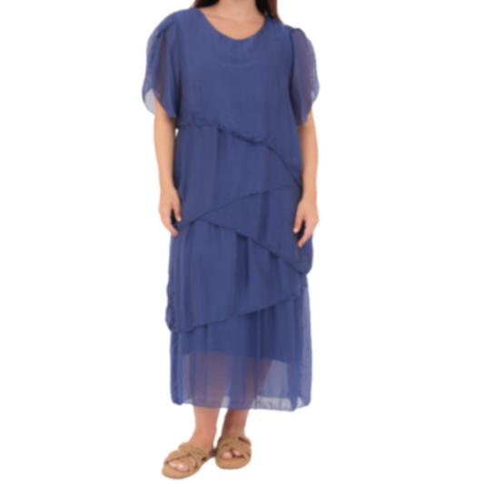 VERA MAY NAVY ITALIAN SILK DRESS 2898