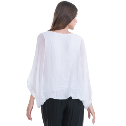 VERA MAY WHITE ITALIAN SILK TOP 2911