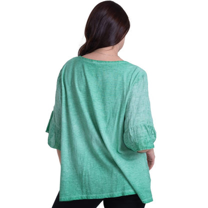 Vera May Italian Linen GREEN Top 2922