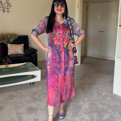 VERA MAY FUXIA ITALIAN SILK DRESS 29262