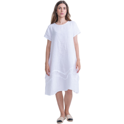 2942 WHITE ITALIAN LINEN DRESS