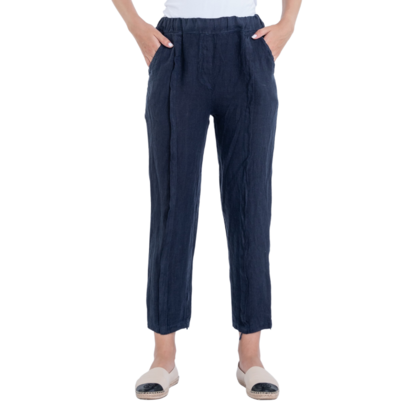 Vera May Italian Linen Navy Pant 2974