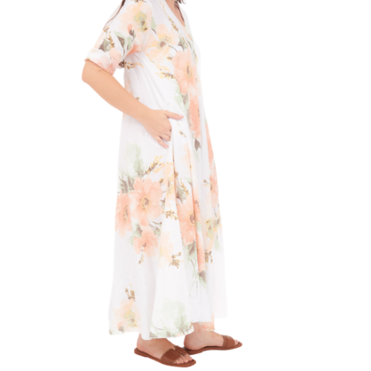 VERA MAY ITALIAN LINEN BIANCO DRESS 2976